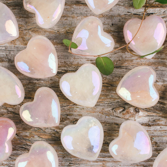 Rosenkvarts Rose Aura hjärtan