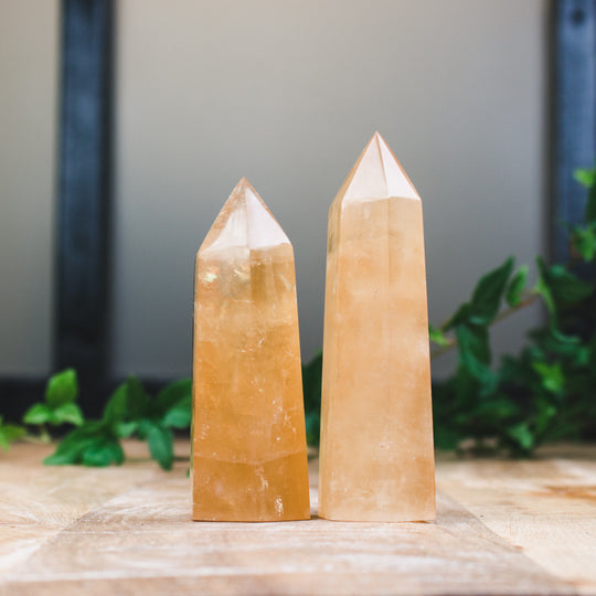 Golden Kalcit, slipade torn